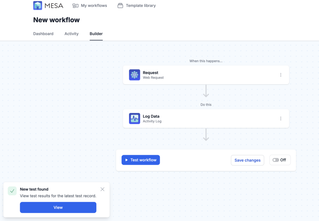 workflow testing web request