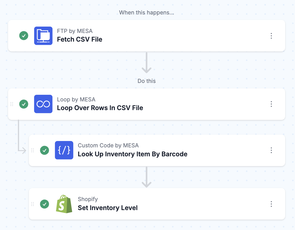 workflow steps using barcode instead of SKU