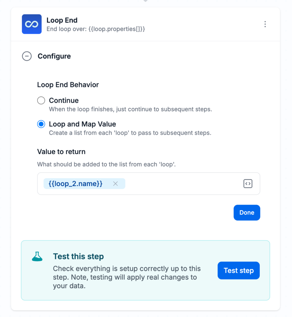 loop and map value