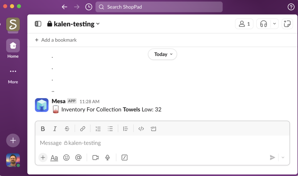 slack message example