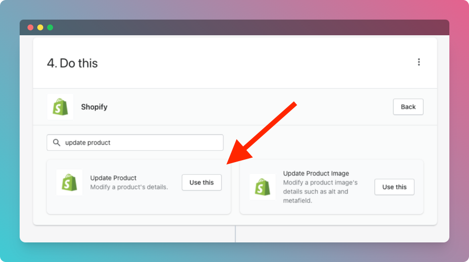 Shopify Update Product step