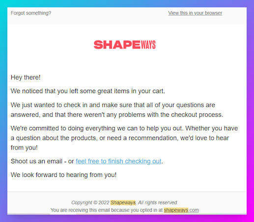 Shapeways email marketing campaign
