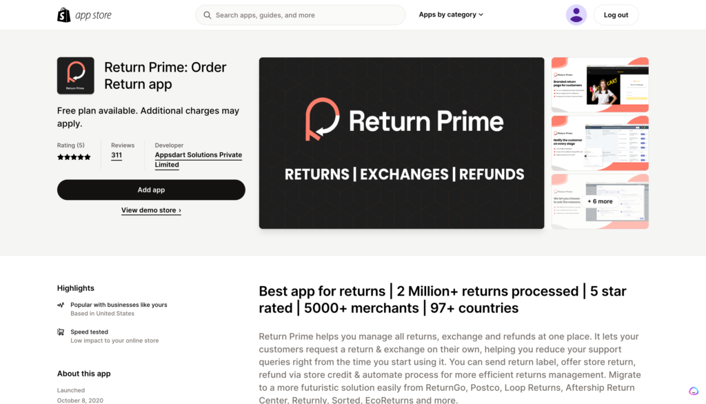Return Prime - Shopify App Store