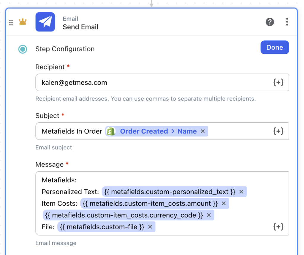 workflow email step