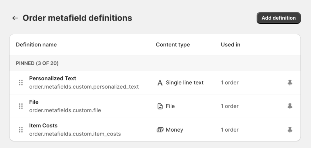 shopify metafield example