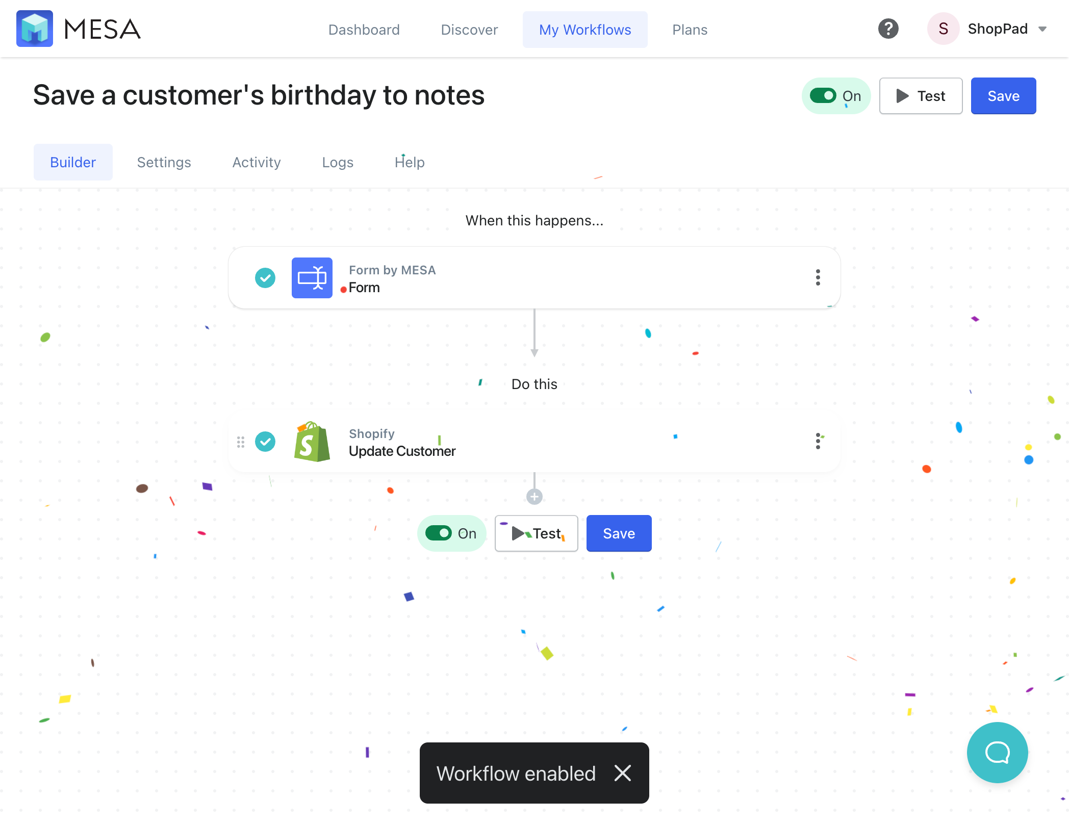 shopify add customer birthday to notes automation