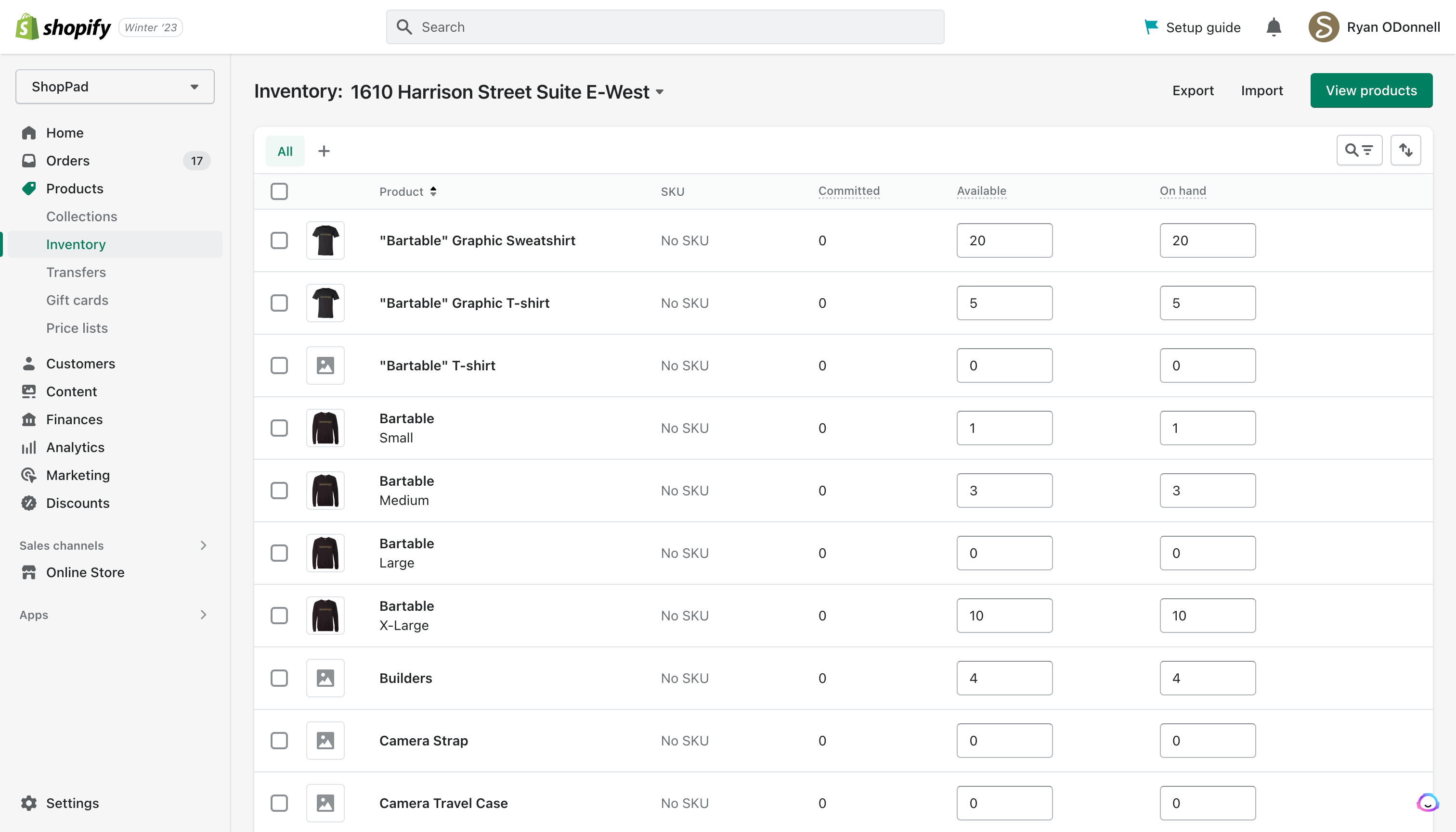 Shopify Inventory Management