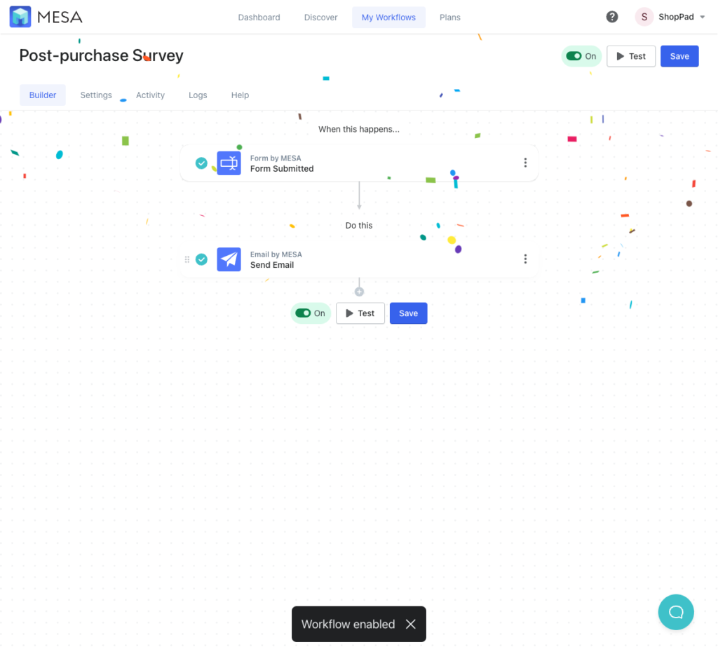 Shopify post purchase survey to email automation