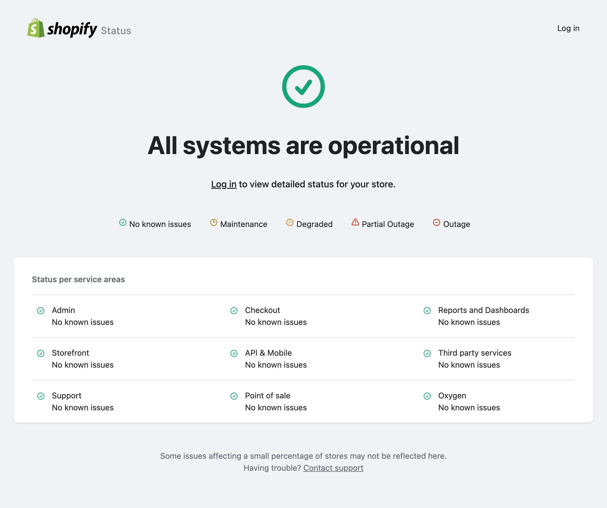 Third party services app for Shopify admin status