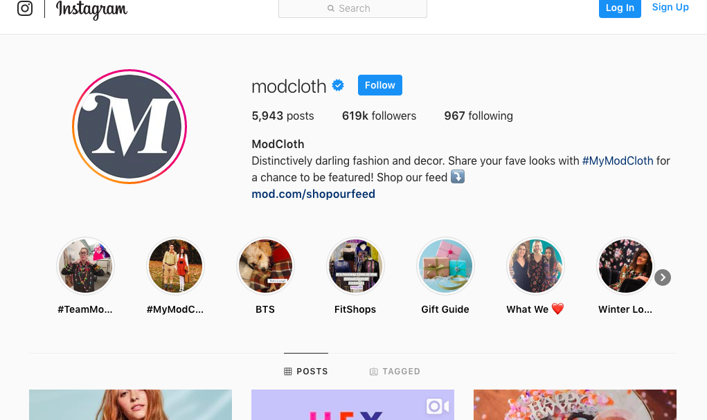 modcloth instagram example