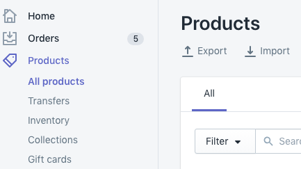 shopify product admin