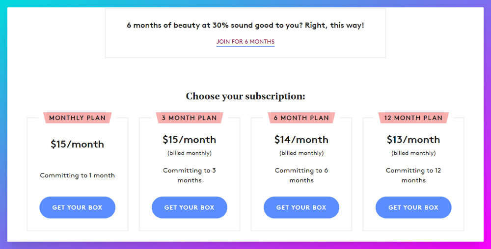 Birchbox subscription plans