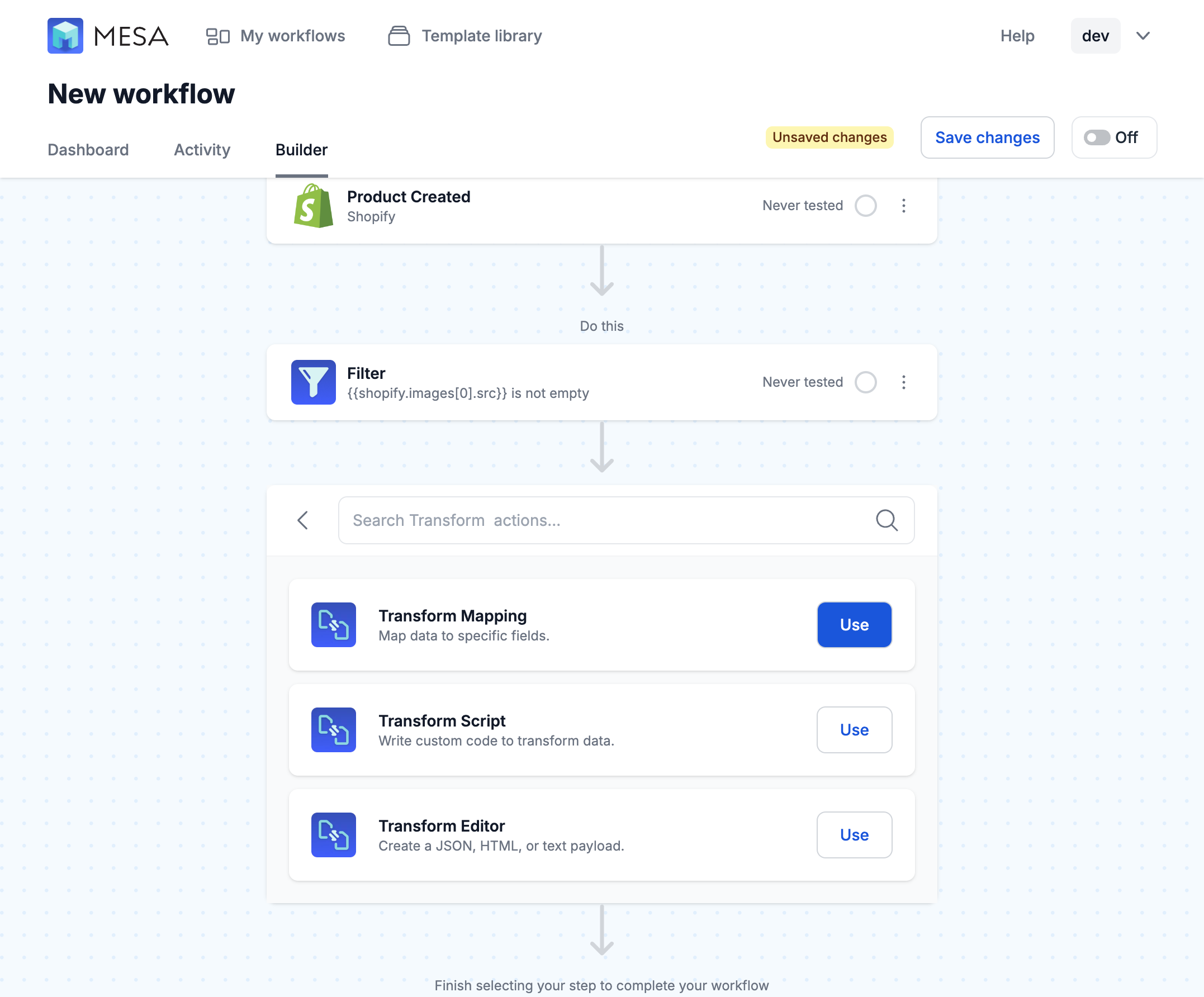 transform mapping step