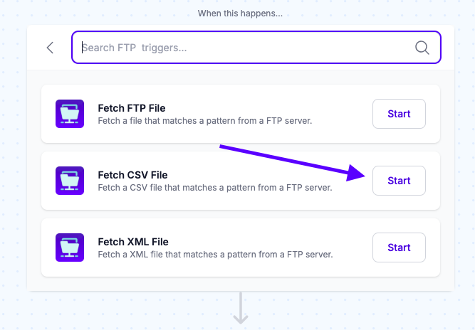 Choose Fetch CSV action