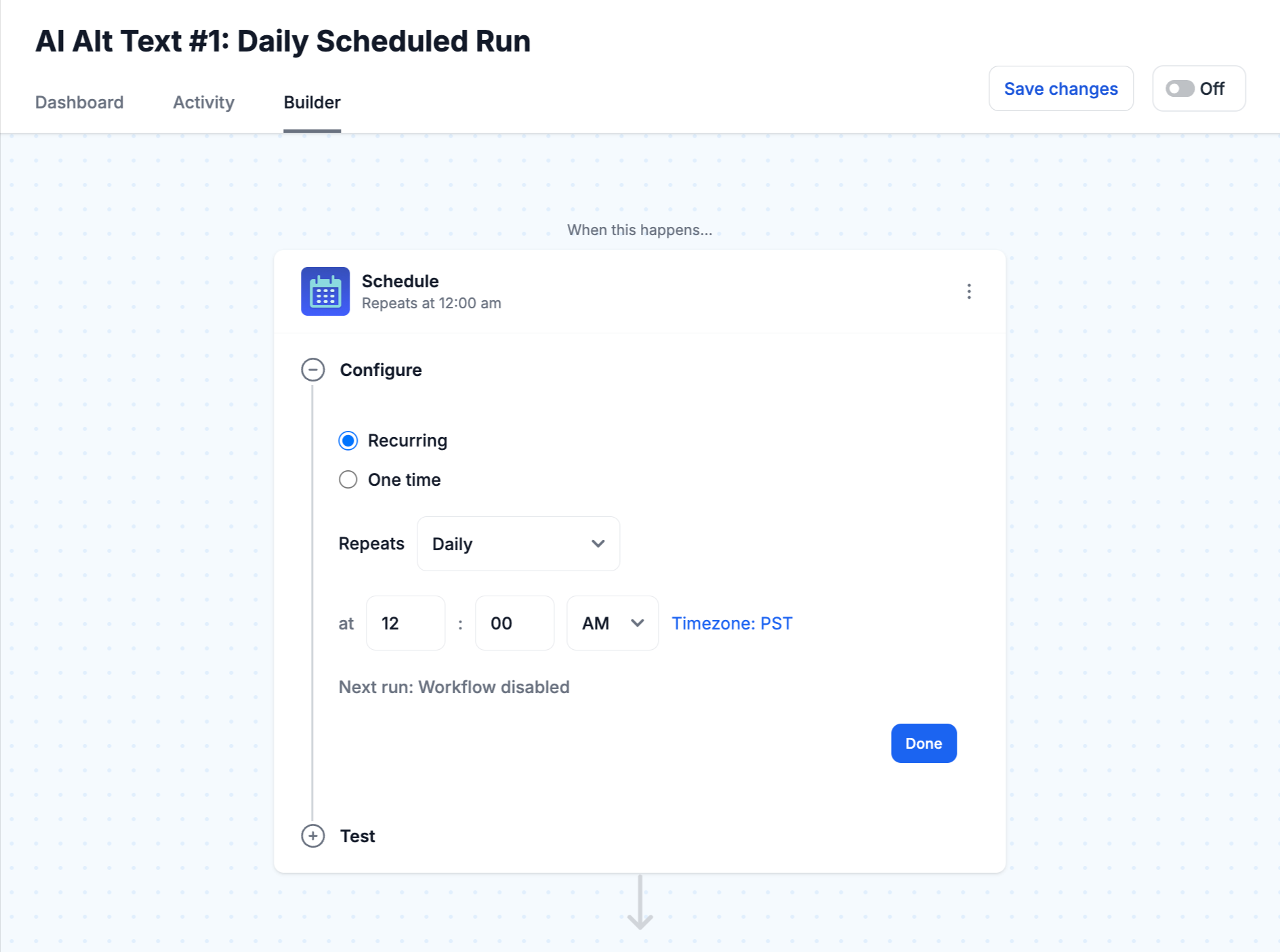 ai alt text schedule step